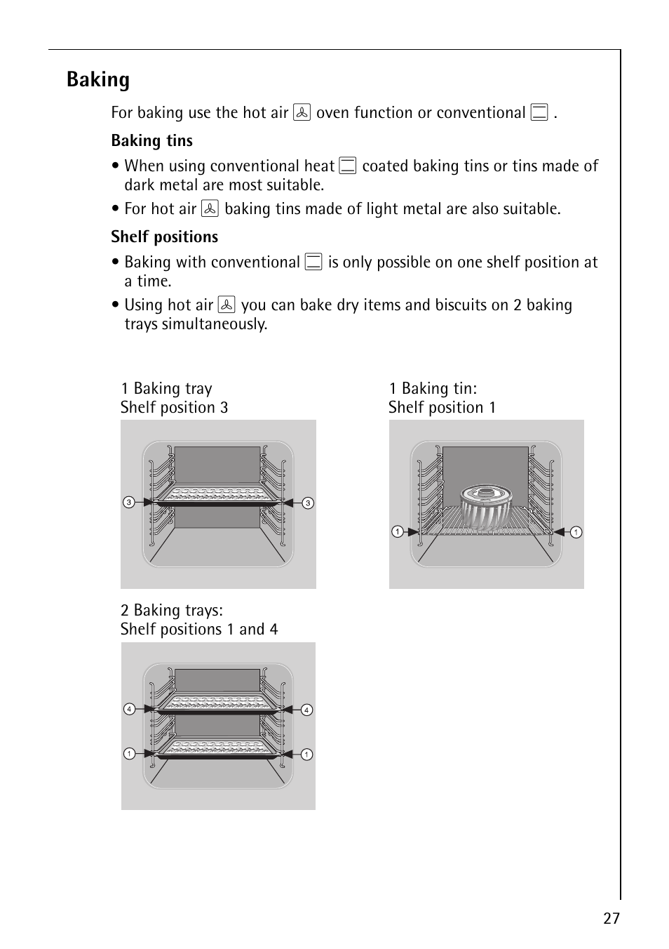 Baking | AEG COMPETENCE E3140-1 User Manual | Page 27 / 56