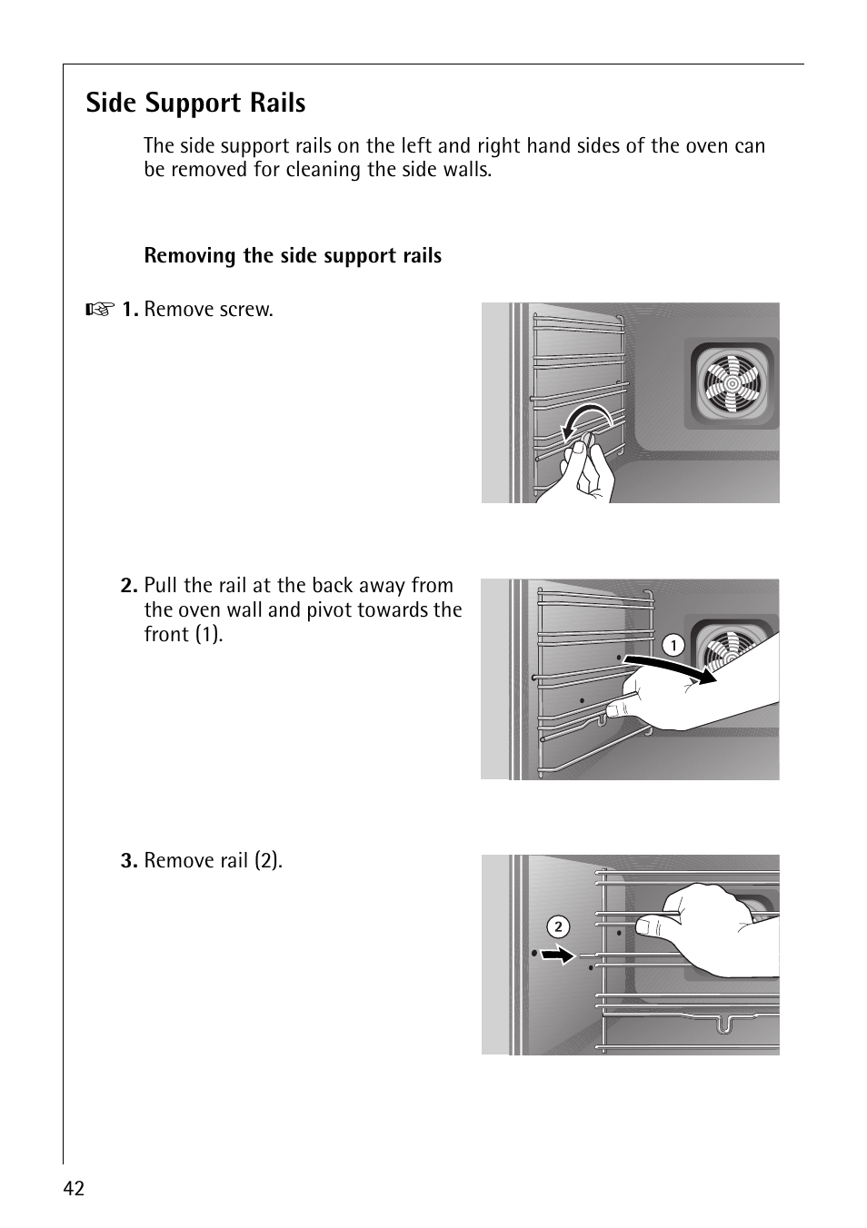Side support rails | AEG COMPETENCE E3140-1 User Manual | Page 42 / 56