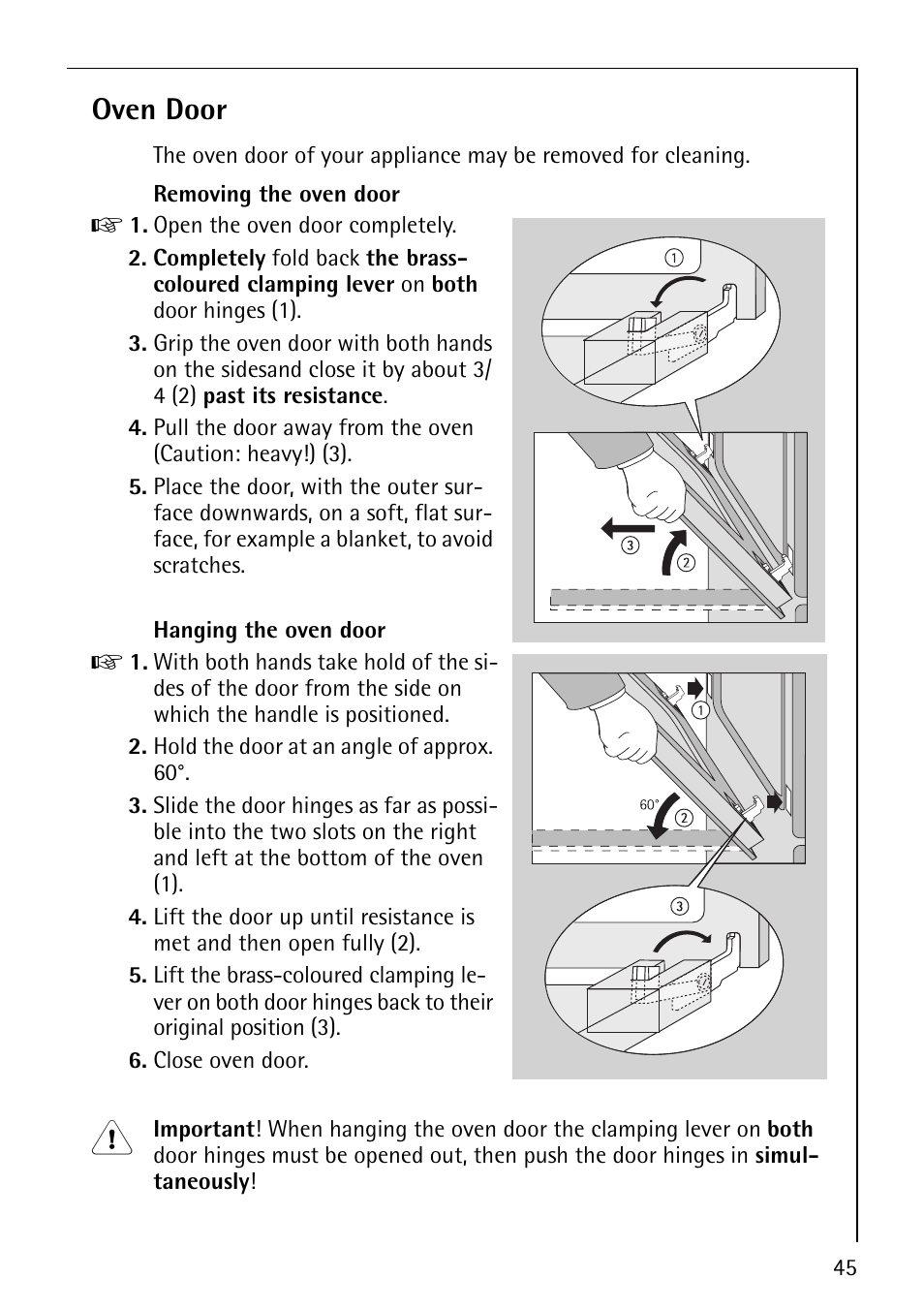 Oven door | AEG COMPETENCE E3140-1 User Manual | Page 45 / 56