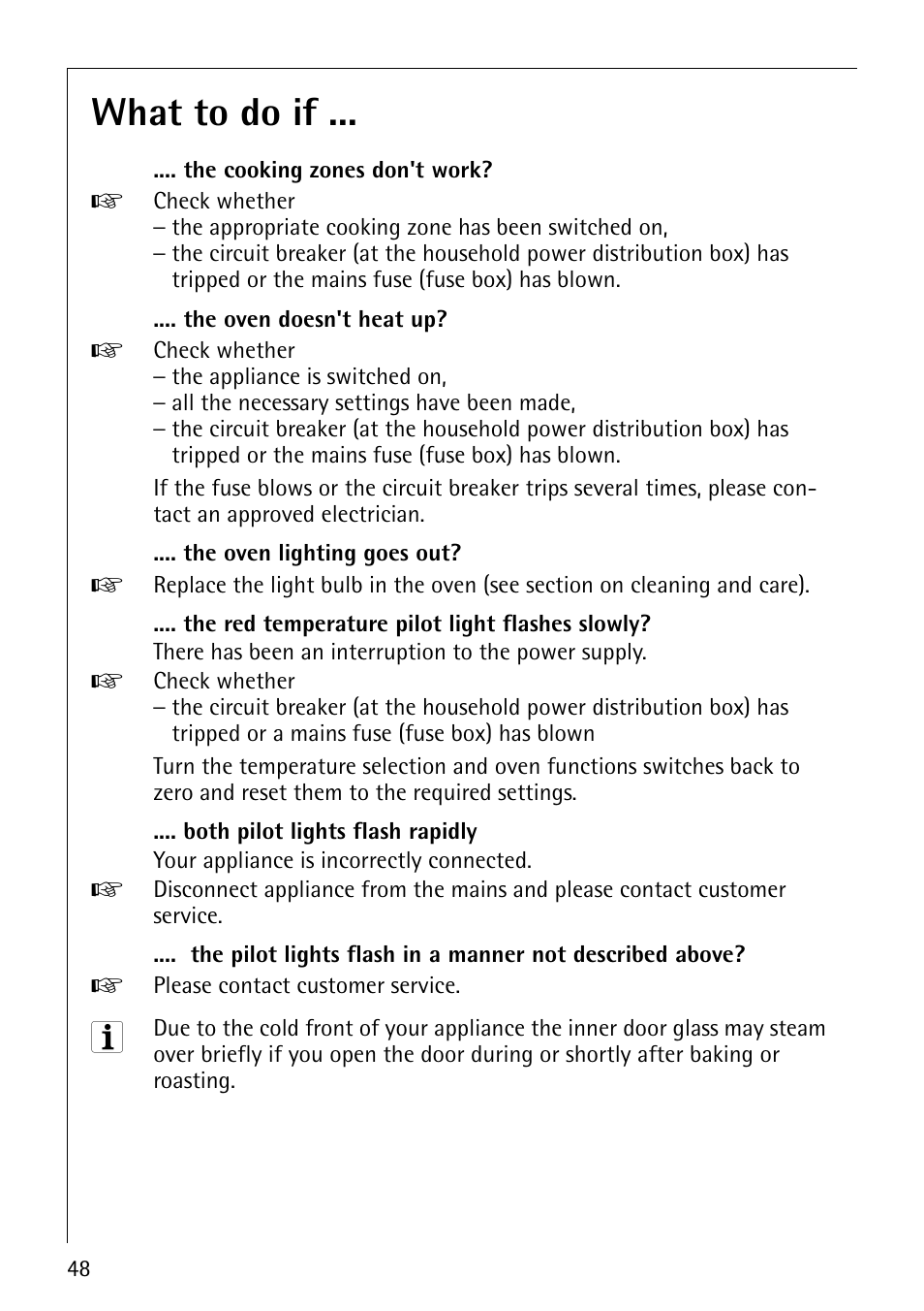 What to do if | AEG COMPETENCE E3140-1 User Manual | Page 48 / 56