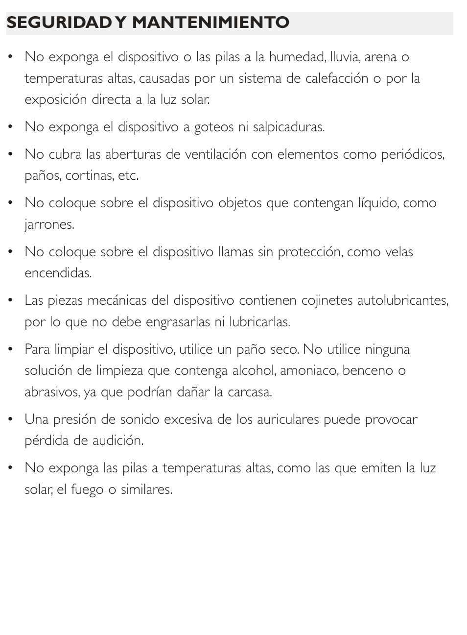 Español | Philips Radio portátil User Manual | Page 5 / 10