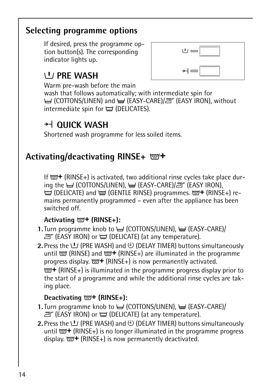 Selecting programme options | AEG LAVAMAT 52610 User Manual | Page 14 / 40