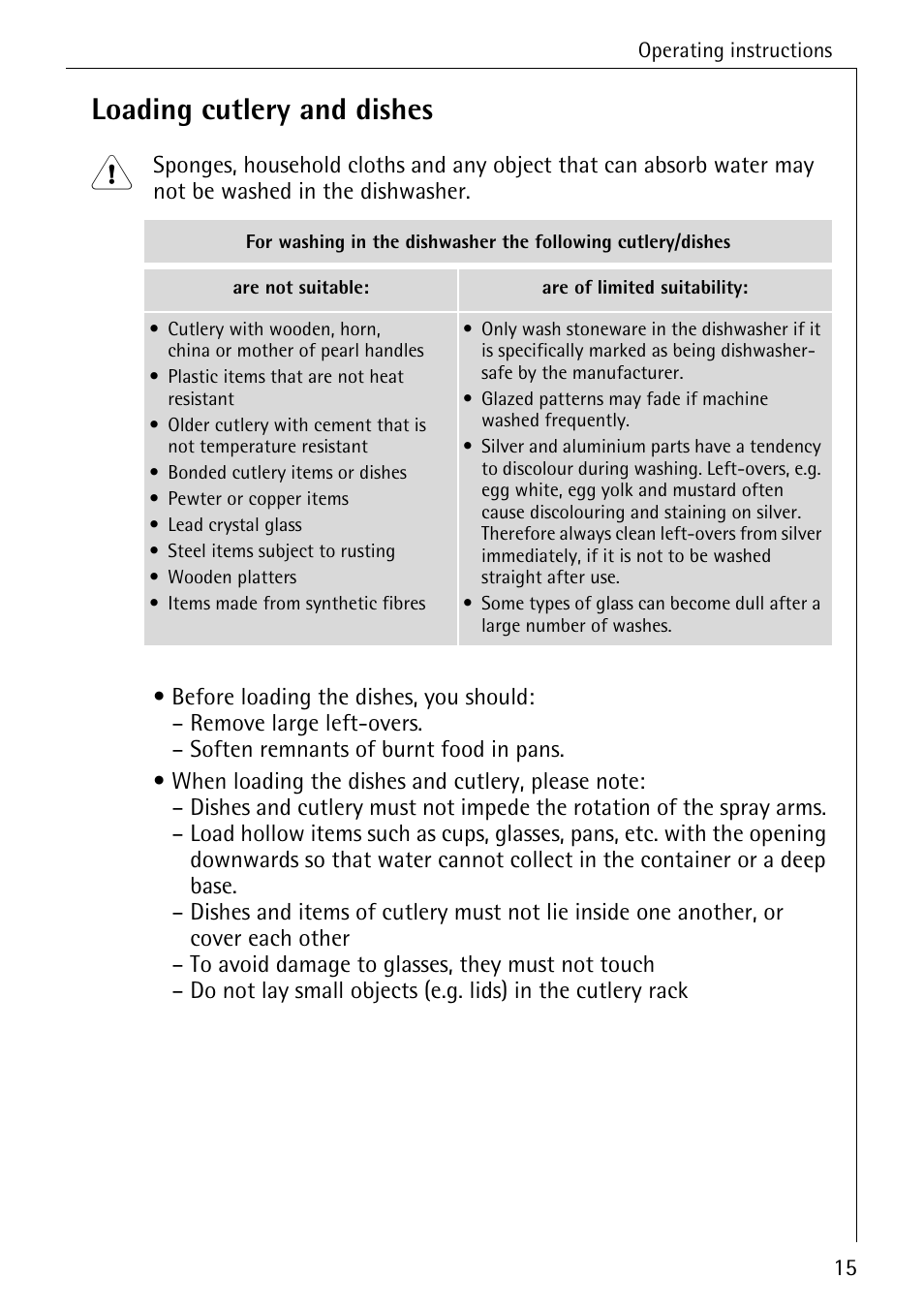 Loading cutlery and dishes | AEG OKO_FAVORIT 6281 I User Manual | Page 15 / 44