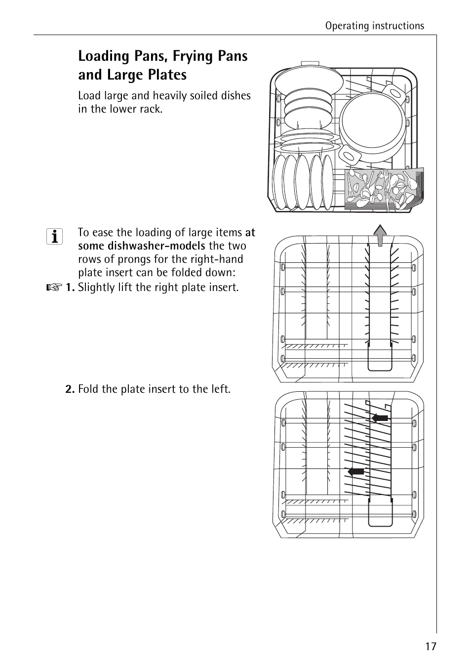 Loading pans, frying pans and large plates | AEG OKO_FAVORIT 6281 I User Manual | Page 17 / 44