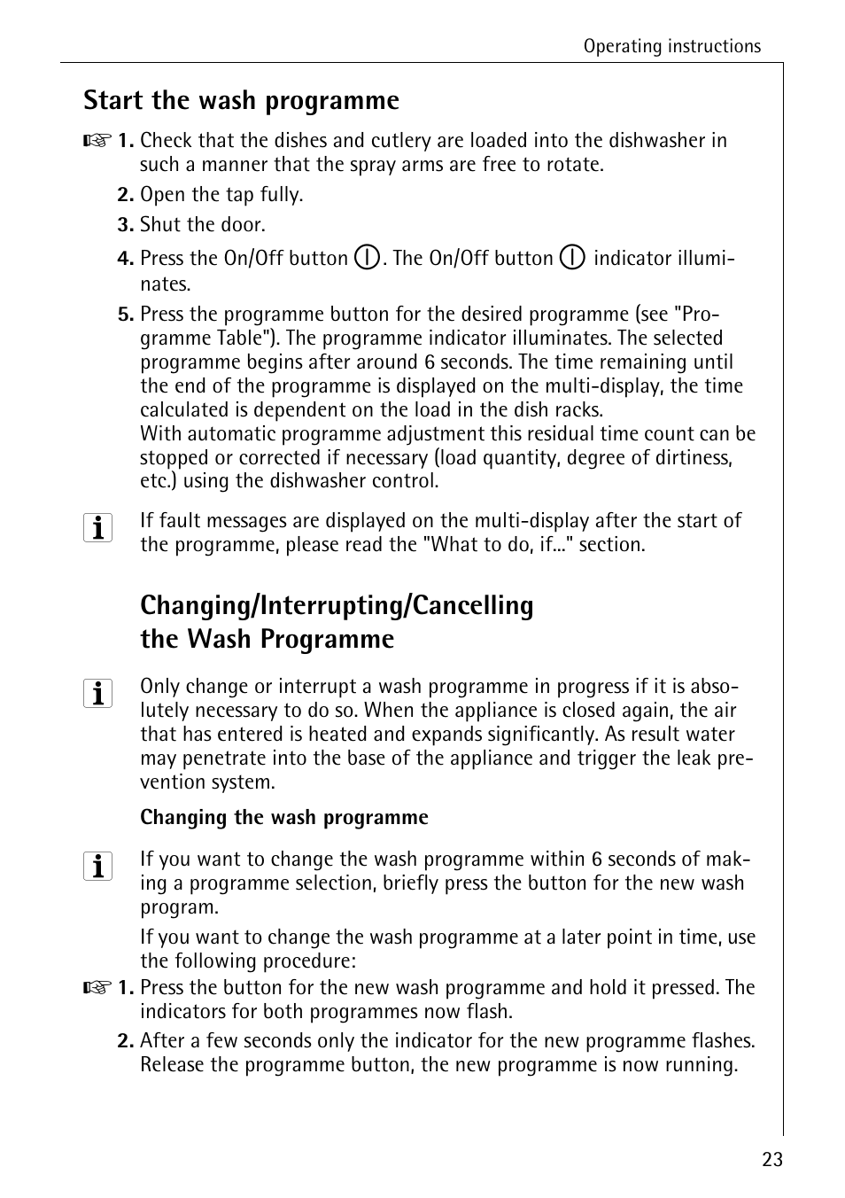 Start the wash programme | AEG OKO_FAVORIT 6281 I User Manual | Page 23 / 44