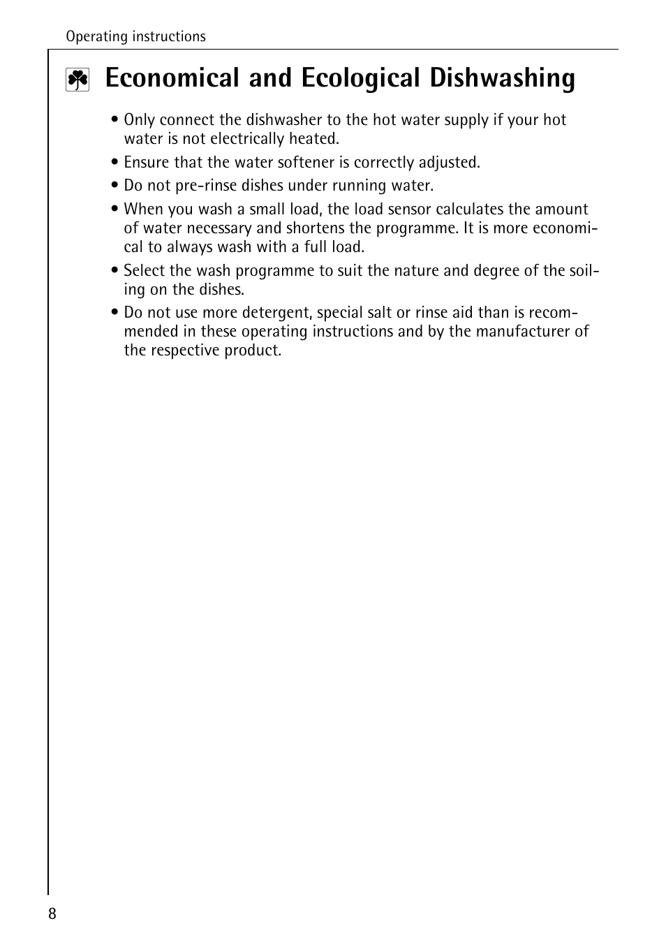 Economical and ecological dishwashing | AEG OKO_FAVORIT 6281 I User Manual | Page 8 / 44