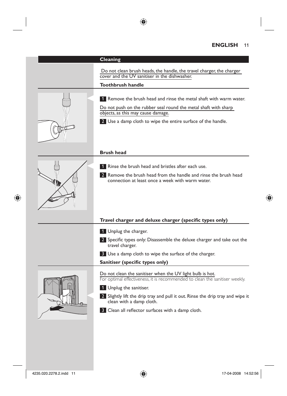 Philips Sonicare FlexCare Cepillo dental sónico recargable User Manual | Page 11 / 96