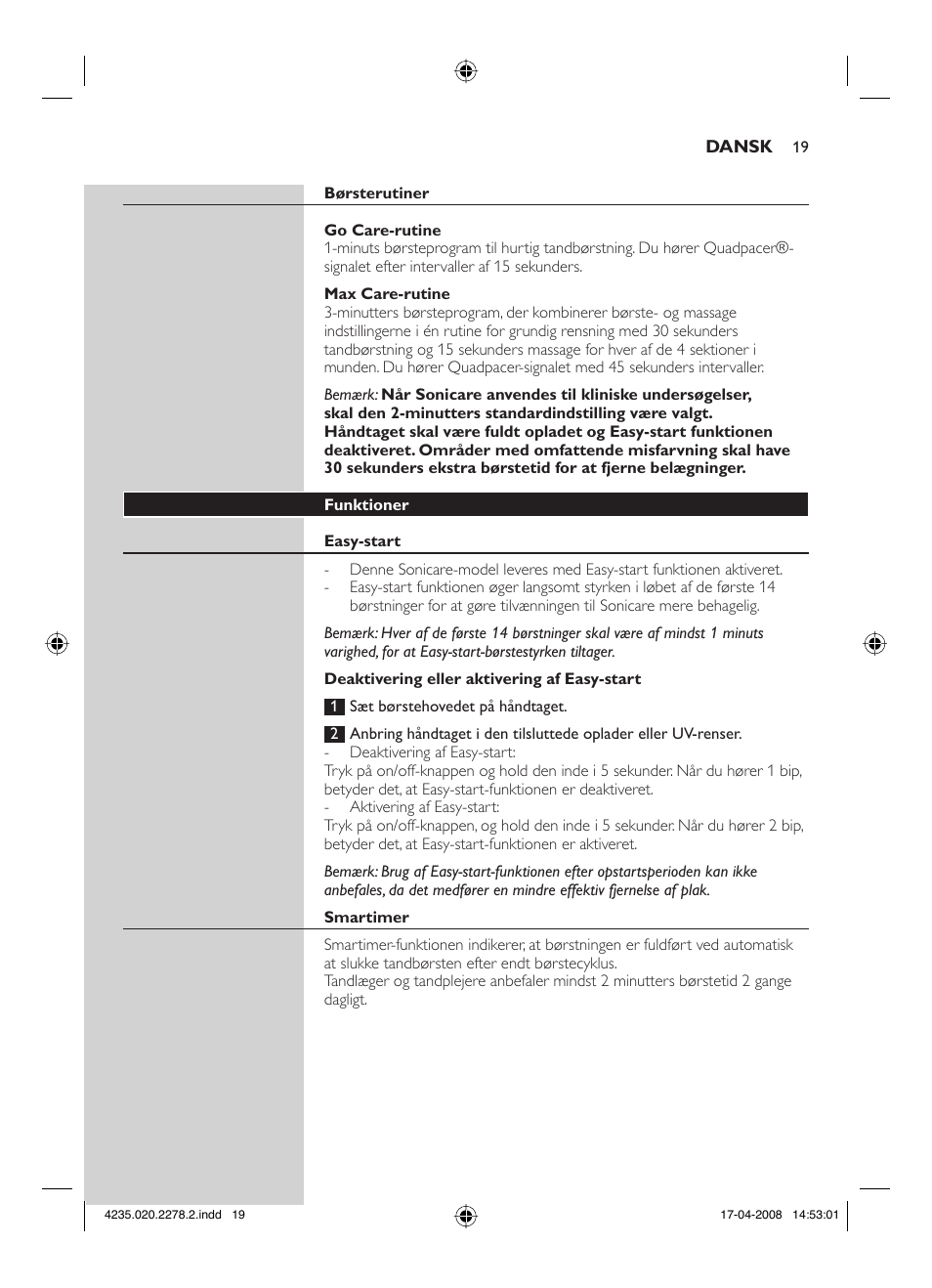 Philips Sonicare FlexCare Cepillo dental sónico recargable User Manual | Page 19 / 96