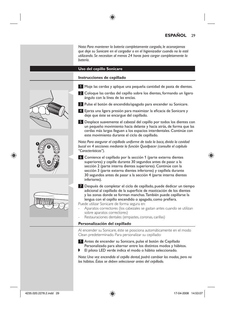 Philips Sonicare FlexCare Cepillo dental sónico recargable User Manual | Page 29 / 96