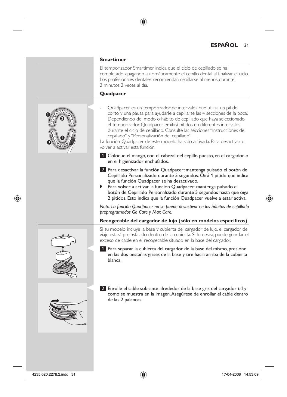 Philips Sonicare FlexCare Cepillo dental sónico recargable User Manual | Page 31 / 96
