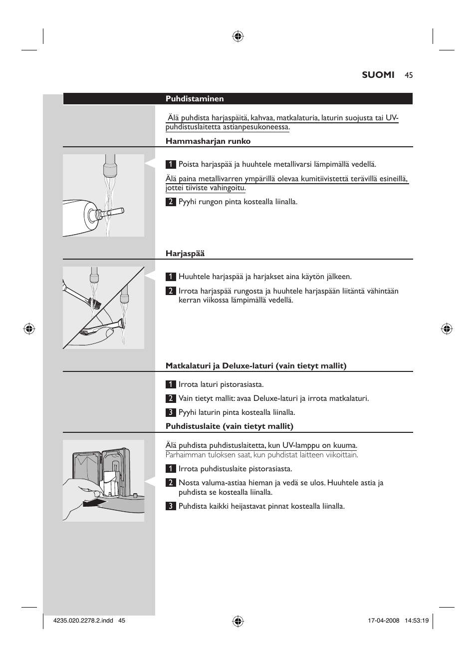 Philips Sonicare FlexCare Cepillo dental sónico recargable User Manual | Page 45 / 96