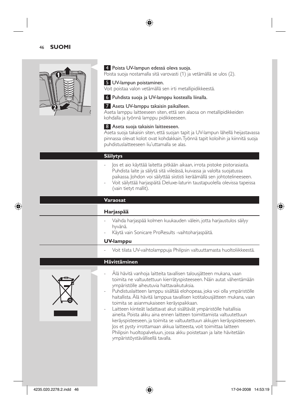 Philips Sonicare FlexCare Cepillo dental sónico recargable User Manual | Page 46 / 96