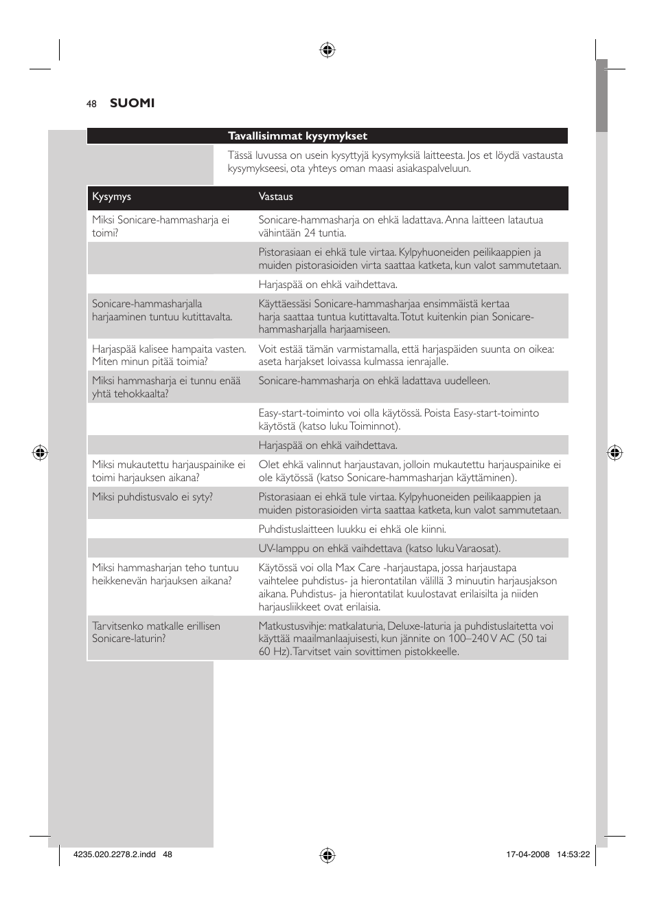 Philips Sonicare FlexCare Cepillo dental sónico recargable User Manual | Page 48 / 96