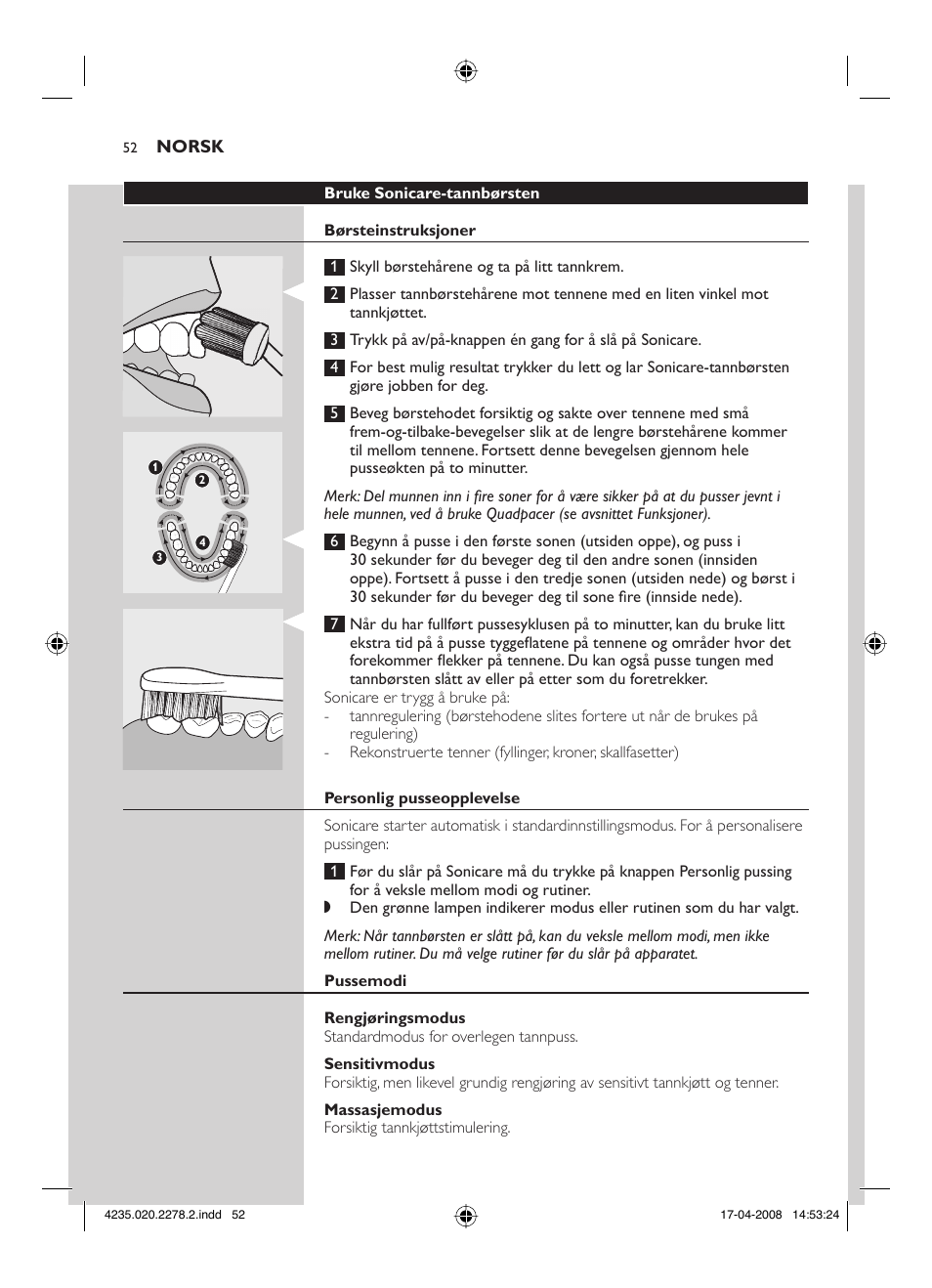 Philips Sonicare FlexCare Cepillo dental sónico recargable User Manual | Page 52 / 96