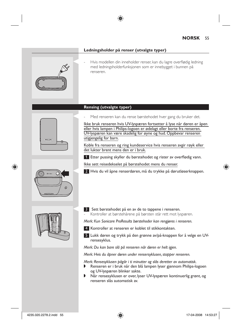 Philips Sonicare FlexCare Cepillo dental sónico recargable User Manual | Page 55 / 96