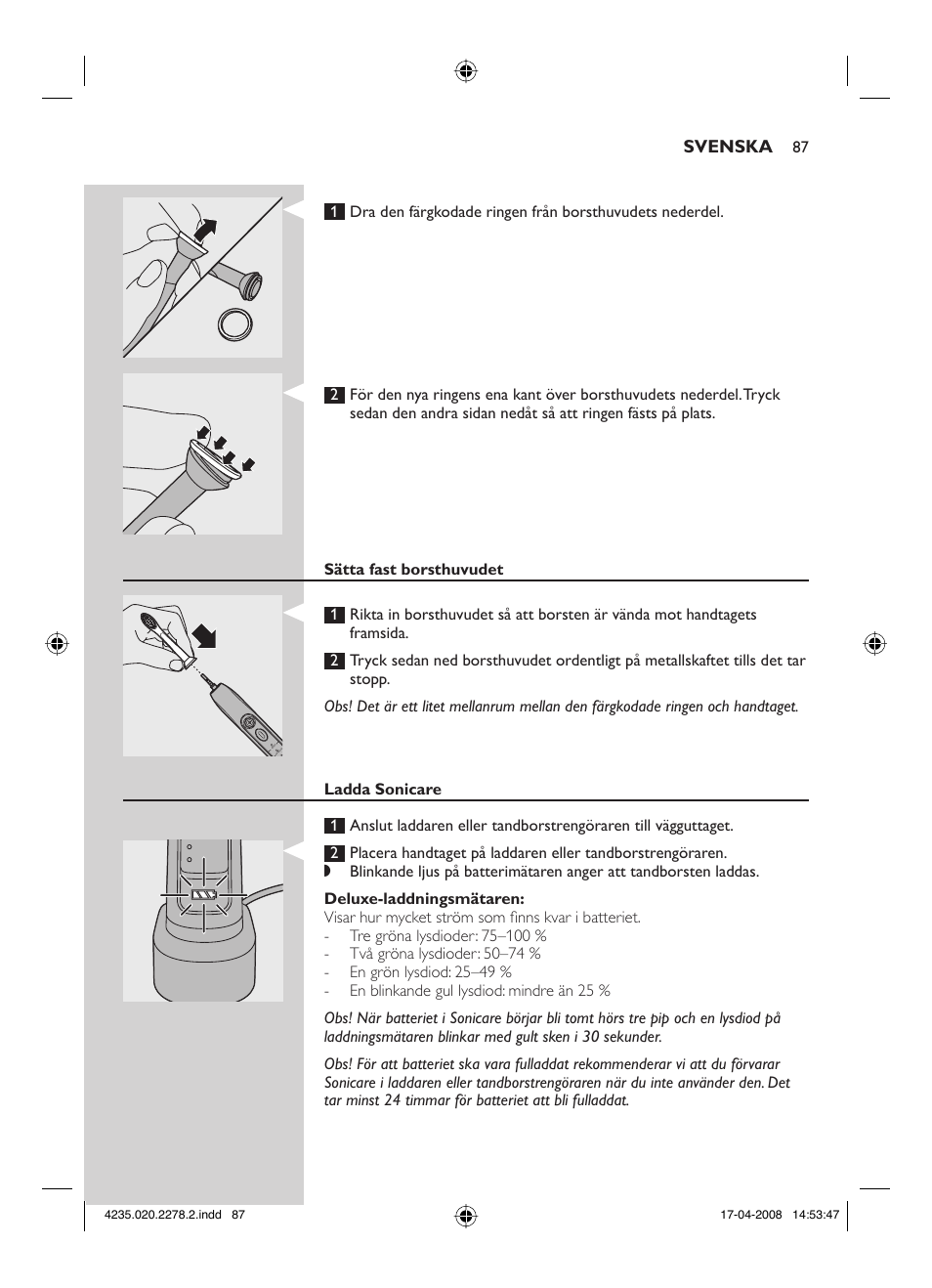 Philips Sonicare FlexCare Cepillo dental sónico recargable User Manual | Page 87 / 96