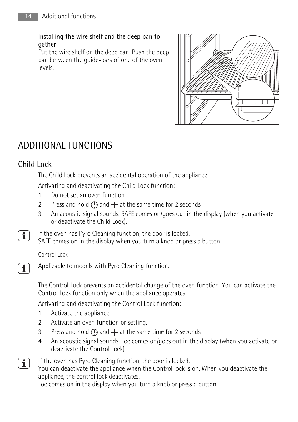 Additional functions, Child lock | AEG BP5003001 User Manual | Page 14 / 32