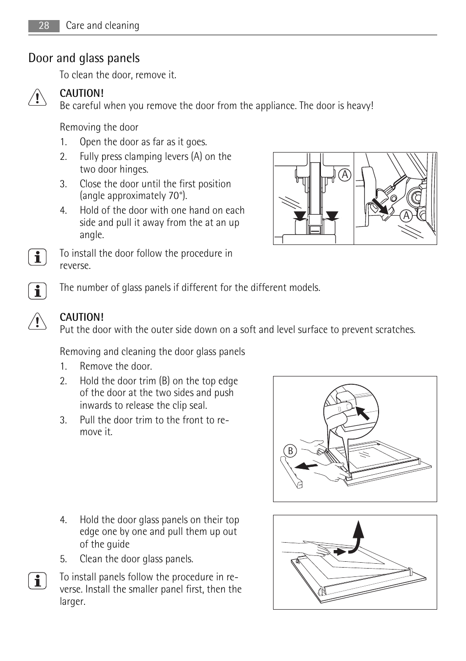 Door and glass panels | AEG BP5003001 User Manual | Page 28 / 32