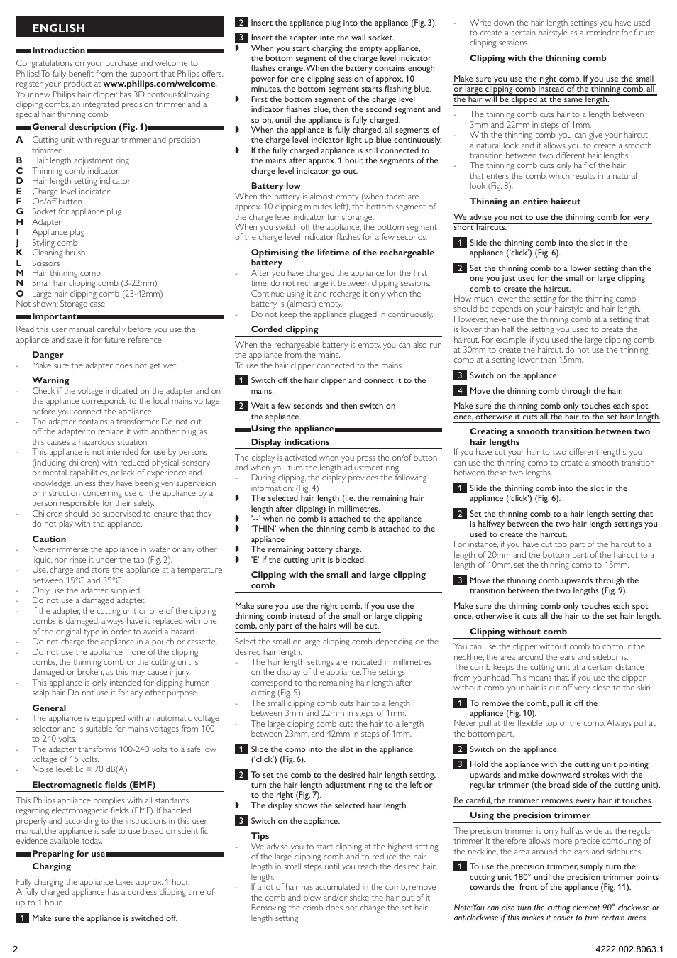 English | Philips HAIRCLIPPER Series 9000 cortapelos User Manual | Page 2 / 9