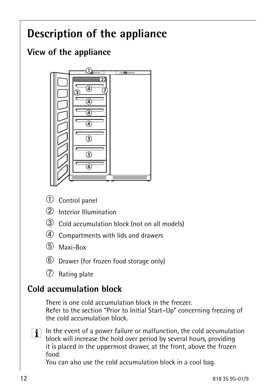 Description of the appliance | AEG ARCTIS 75248 GA1 User Manual | Page 12 / 32