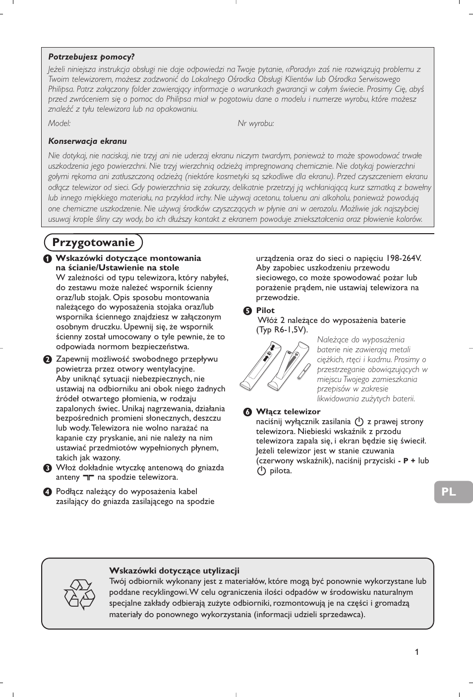 Przygotowanie | Philips Flat TV User Manual | Page 146 / 177