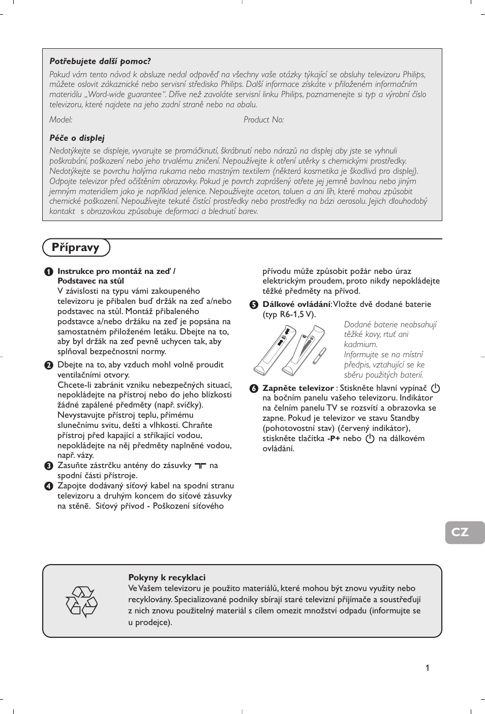 Přípravy | Philips Flat TV User Manual | Page 156 / 177