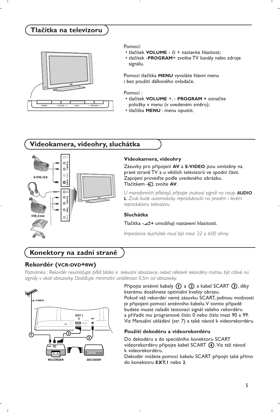 Konektory na zadní straně, Rekordér | Philips Flat TV User Manual | Page 160 / 177