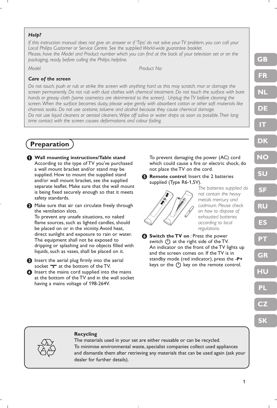 Philips Flat TV User Manual | Page 4 / 177