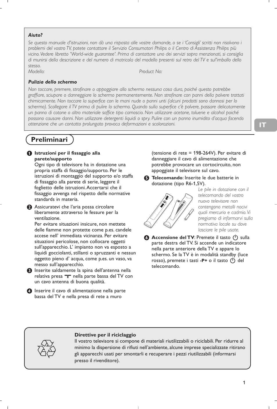 Preliminari | Philips Flat TV User Manual | Page 44 / 177