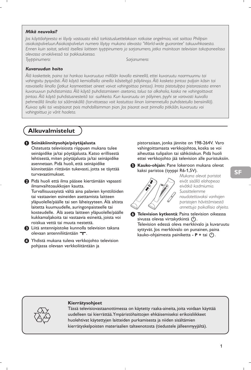 Alkuvalmistelut | Philips Flat TV User Manual | Page 84 / 177