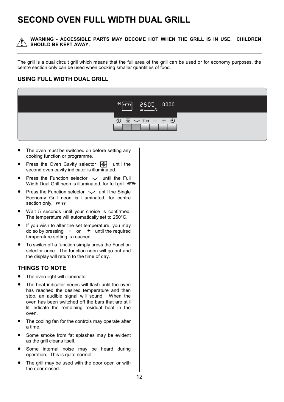Second oven full width dual grill | AEG COMPETENCE D8800-4 User Manual | Page 12 / 52
