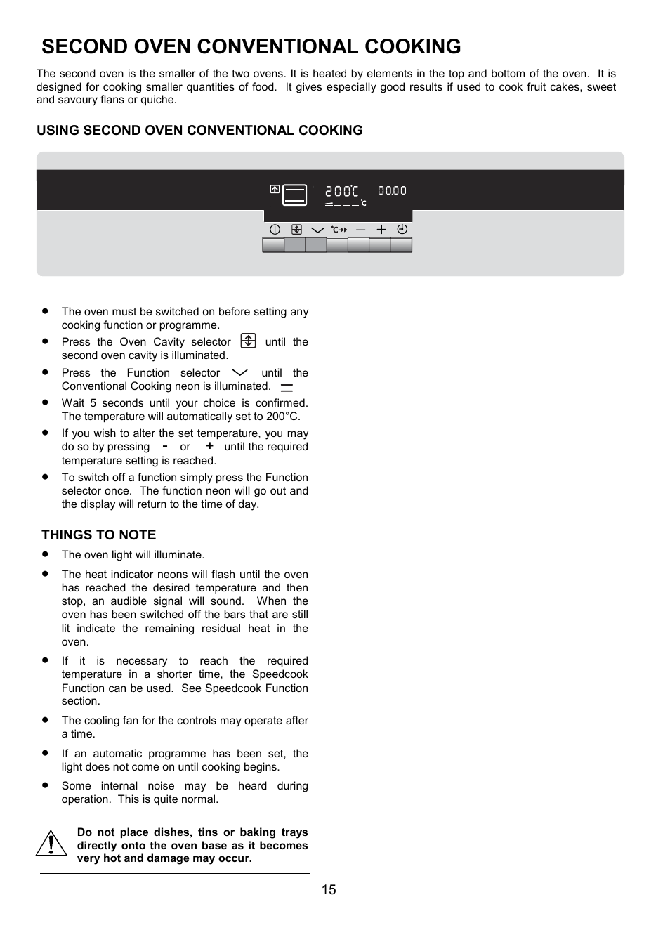 Second oven conventional cooking | AEG COMPETENCE D8800-4 User Manual | Page 15 / 52