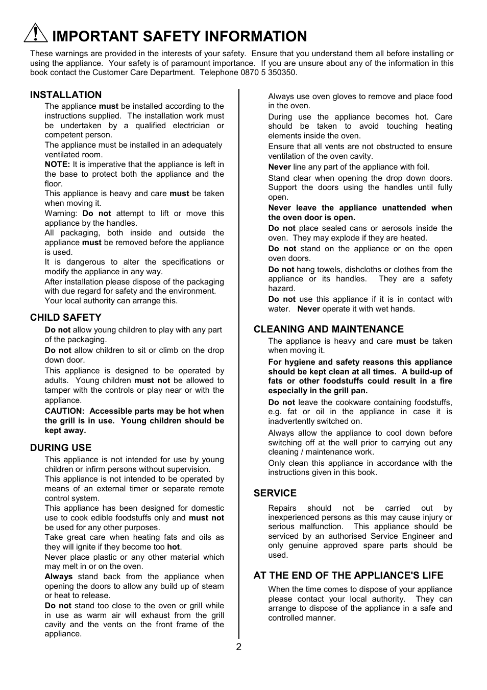 Important safety information | AEG COMPETENCE D8800-4 User Manual | Page 2 / 52