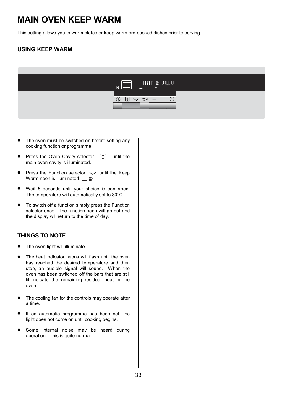 Main oven keep warm | AEG COMPETENCE D8800-4 User Manual | Page 33 / 52