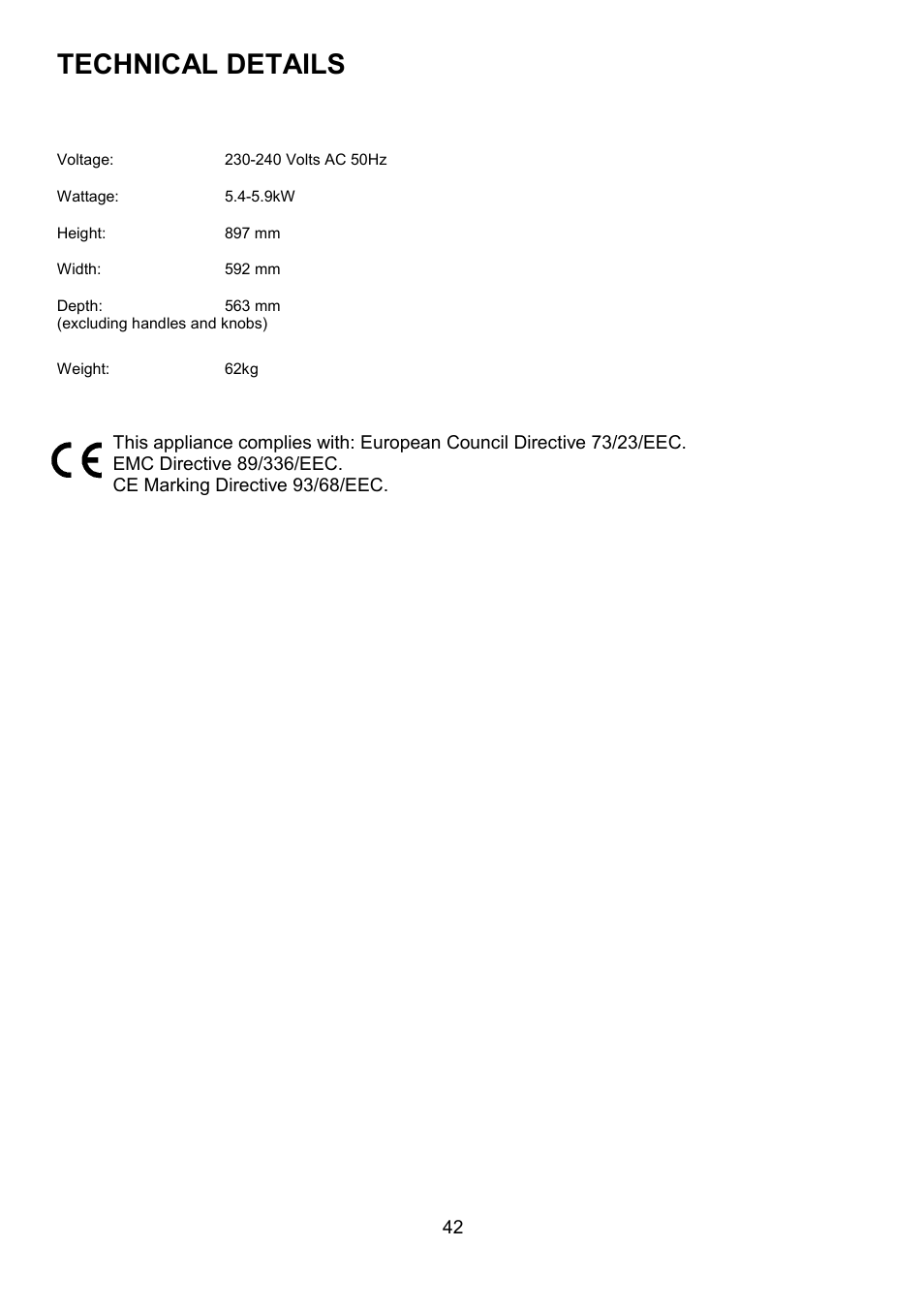 Technical details | AEG COMPETENCE D8800-4 User Manual | Page 42 / 52