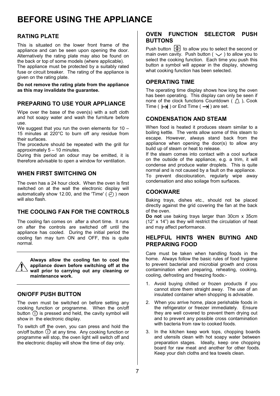 Before using the appliance | AEG COMPETENCE D8800-4 User Manual | Page 7 / 52