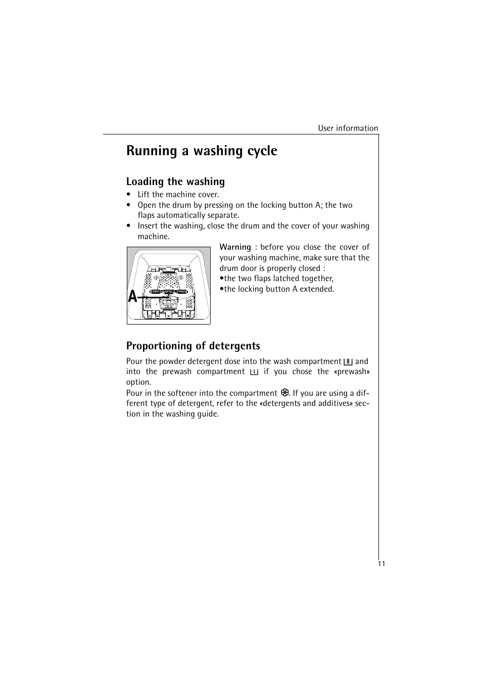Running a washing cycle | AEG Lavamat 48580 User Manual | Page 11 / 43
