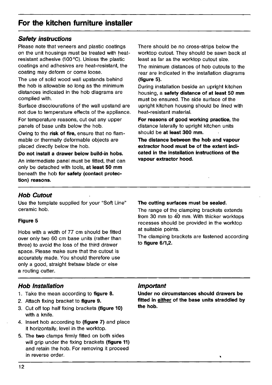 For the kitchen furniture installer | AEG VITRAMIC 725K User Manual | Page 12 / 13