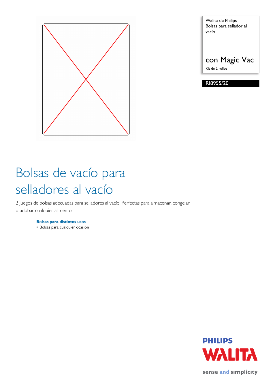 Philips Walita Bolsas para sellador al vacío User Manual | 2 pages