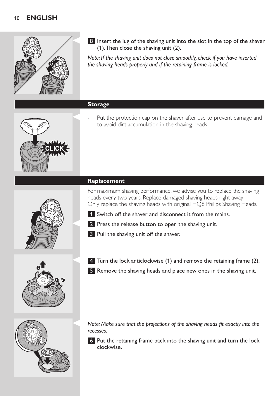 Philips SHAVER Series 3000 afeitadora eléctrica en seco User Manual | Page 10 / 102