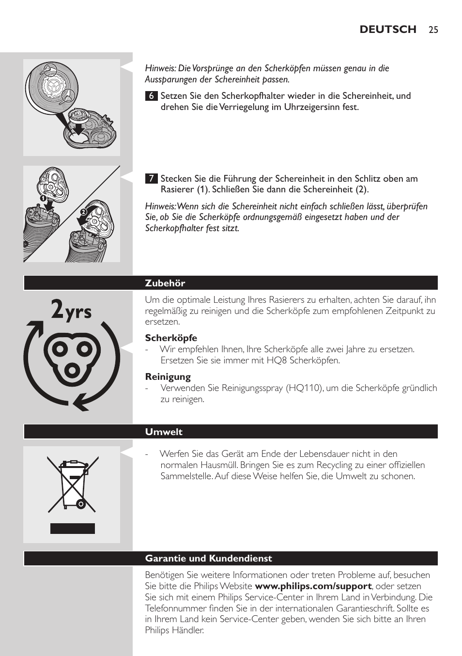 Philips SHAVER Series 3000 afeitadora eléctrica en seco User Manual | Page 25 / 102