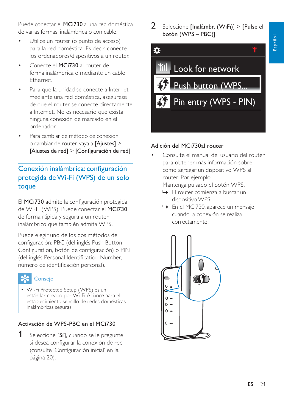 Philips Streamium Sistema Hi-Fi con componentes Wi-Fi User Manual | Page 21 / 78
