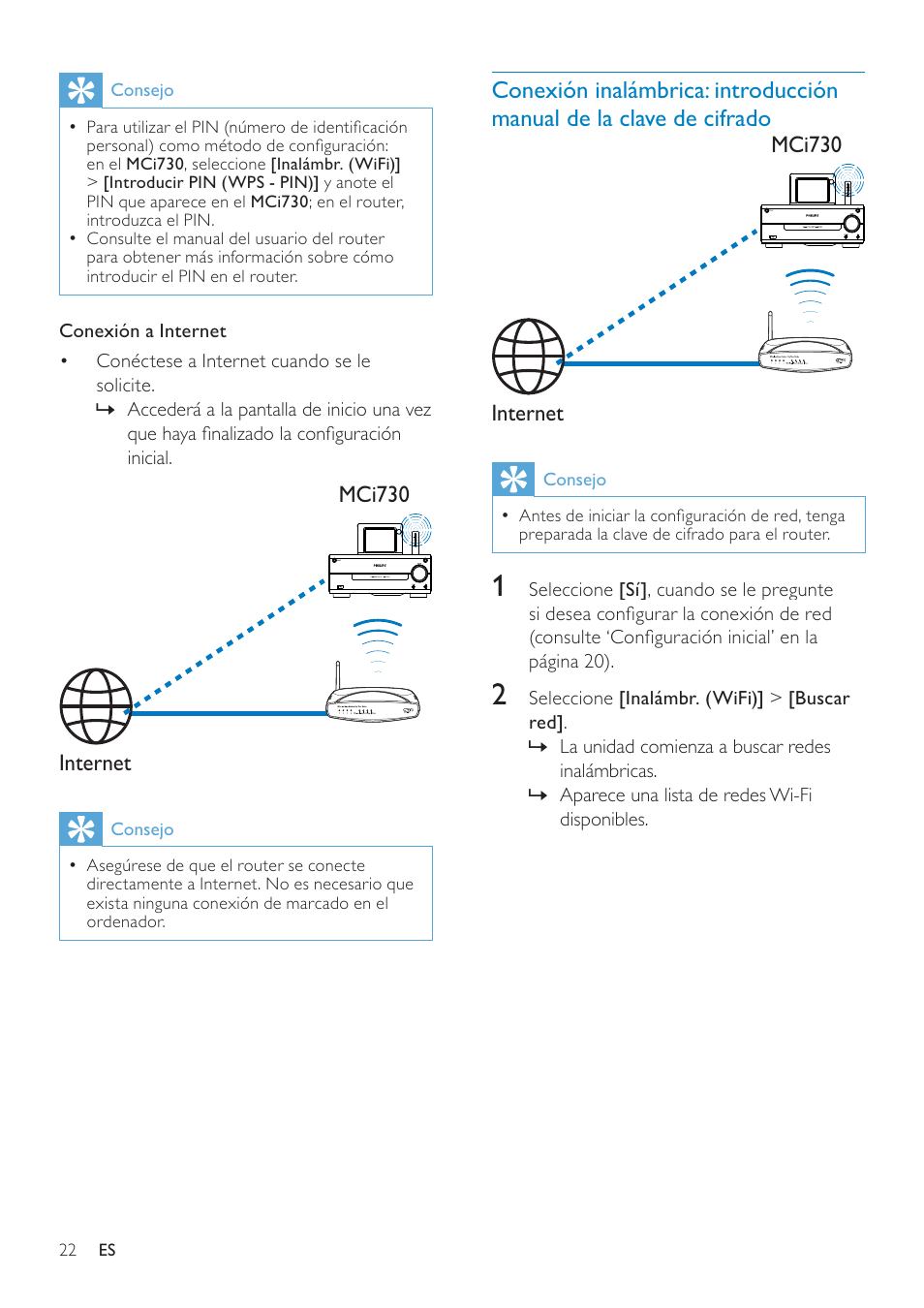 Philips Streamium Sistema Hi-Fi con componentes Wi-Fi User Manual | Page 22 / 78