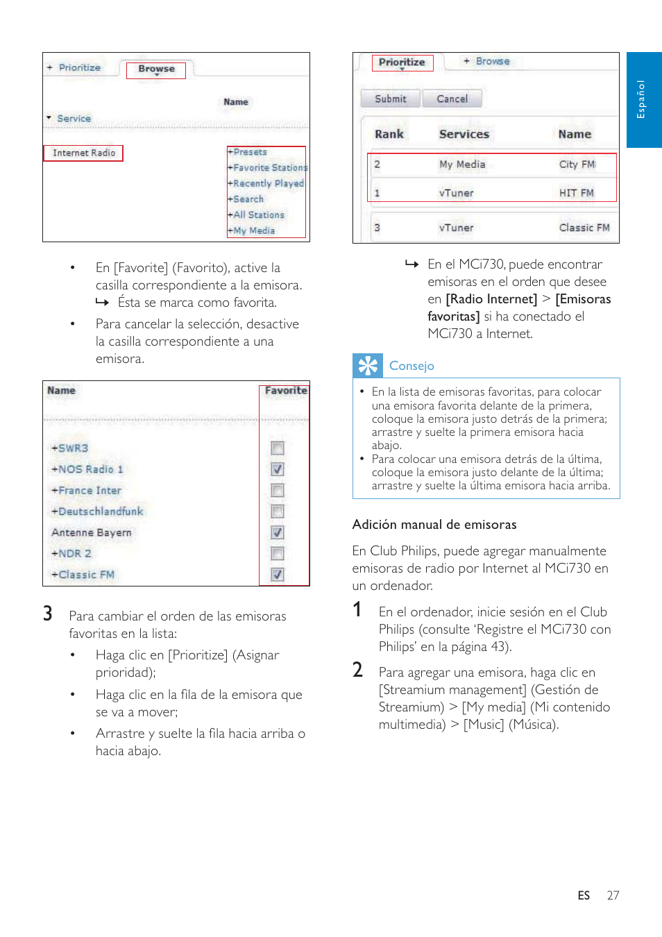 Philips Streamium Sistema Hi-Fi con componentes Wi-Fi User Manual | Page 27 / 78