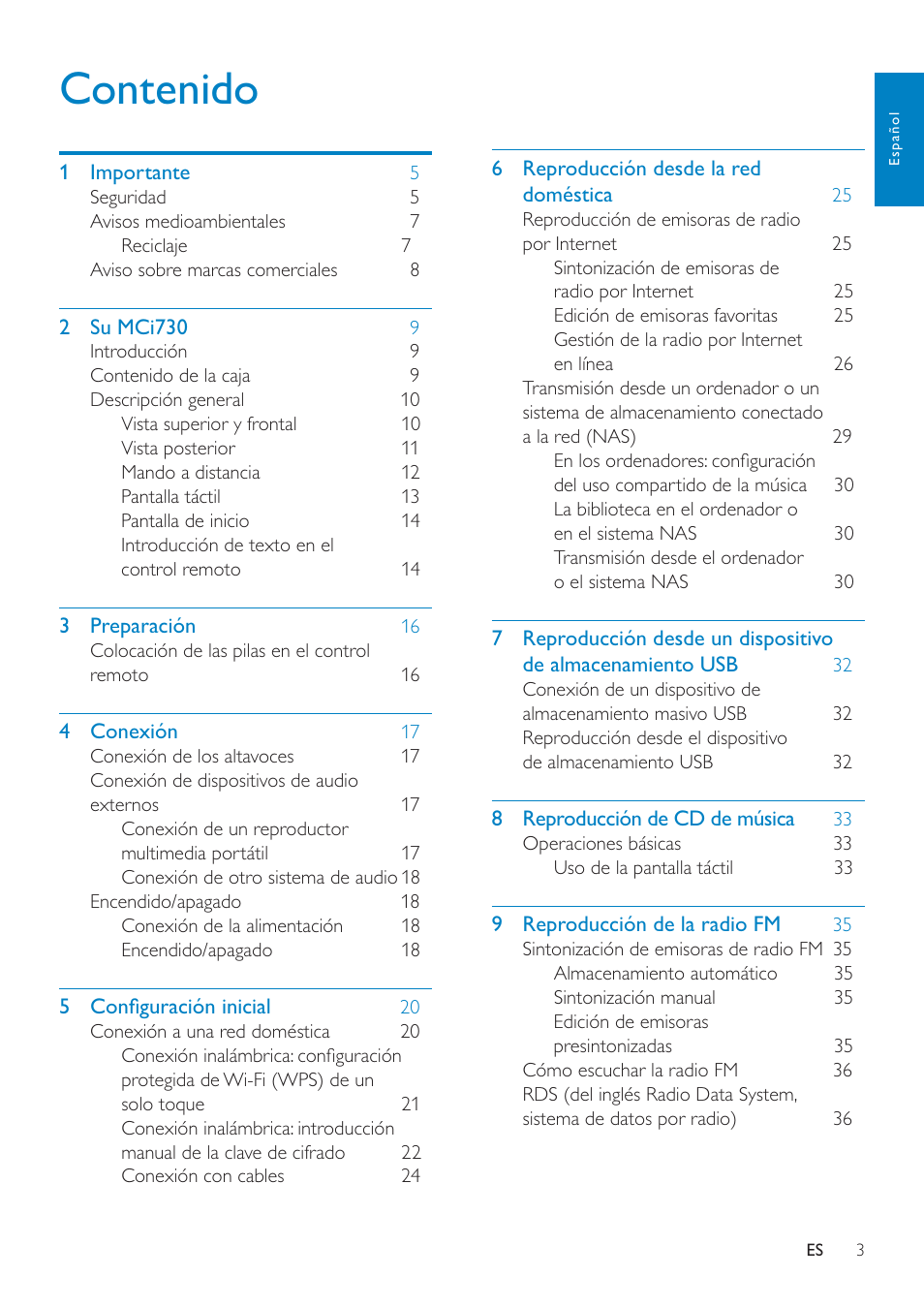 Philips Streamium Sistema Hi-Fi con componentes Wi-Fi User Manual | Page 3 / 78