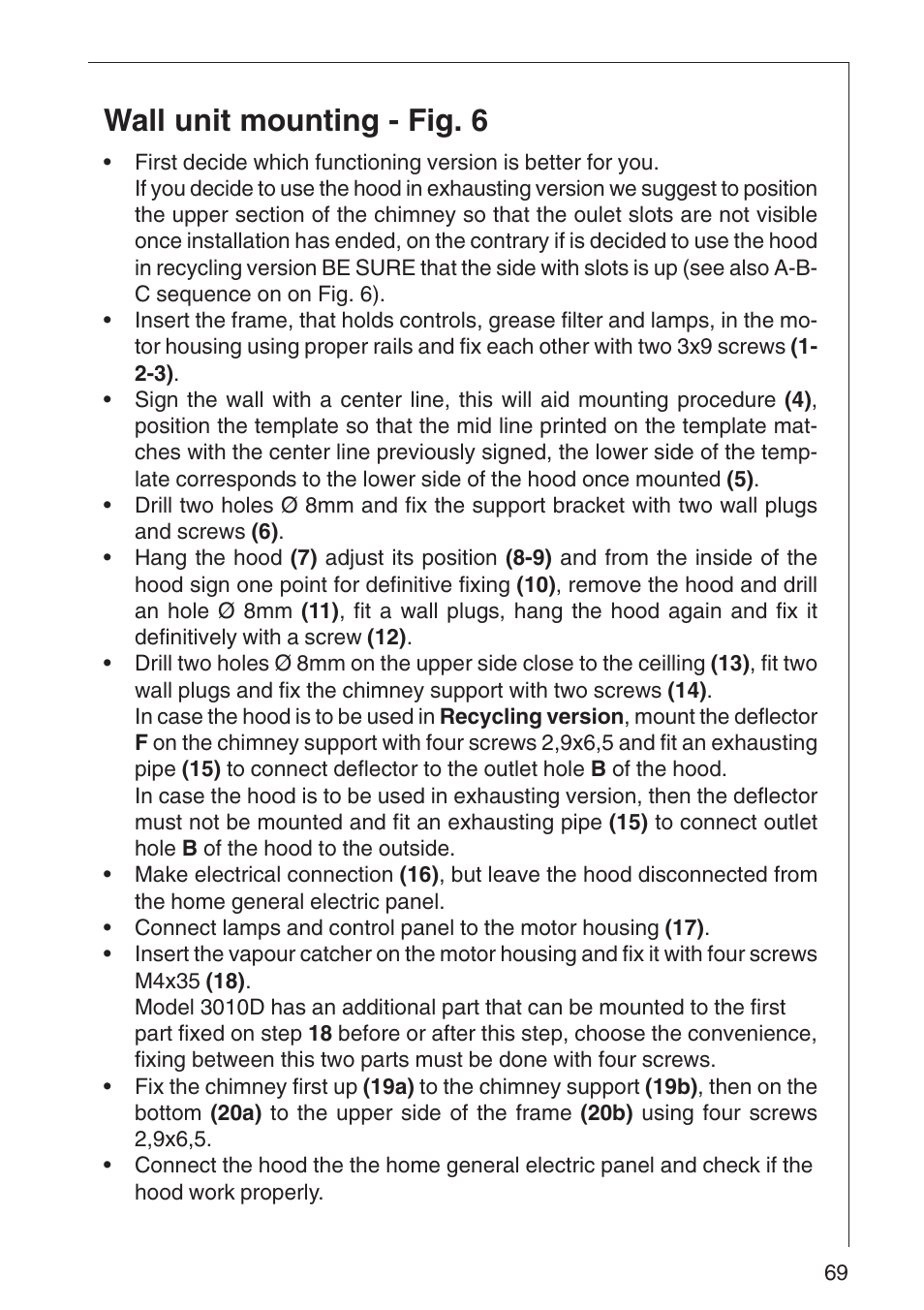 Wall unit mounting - fig. 6 | AEG 3010 D User Manual | Page 15 / 17