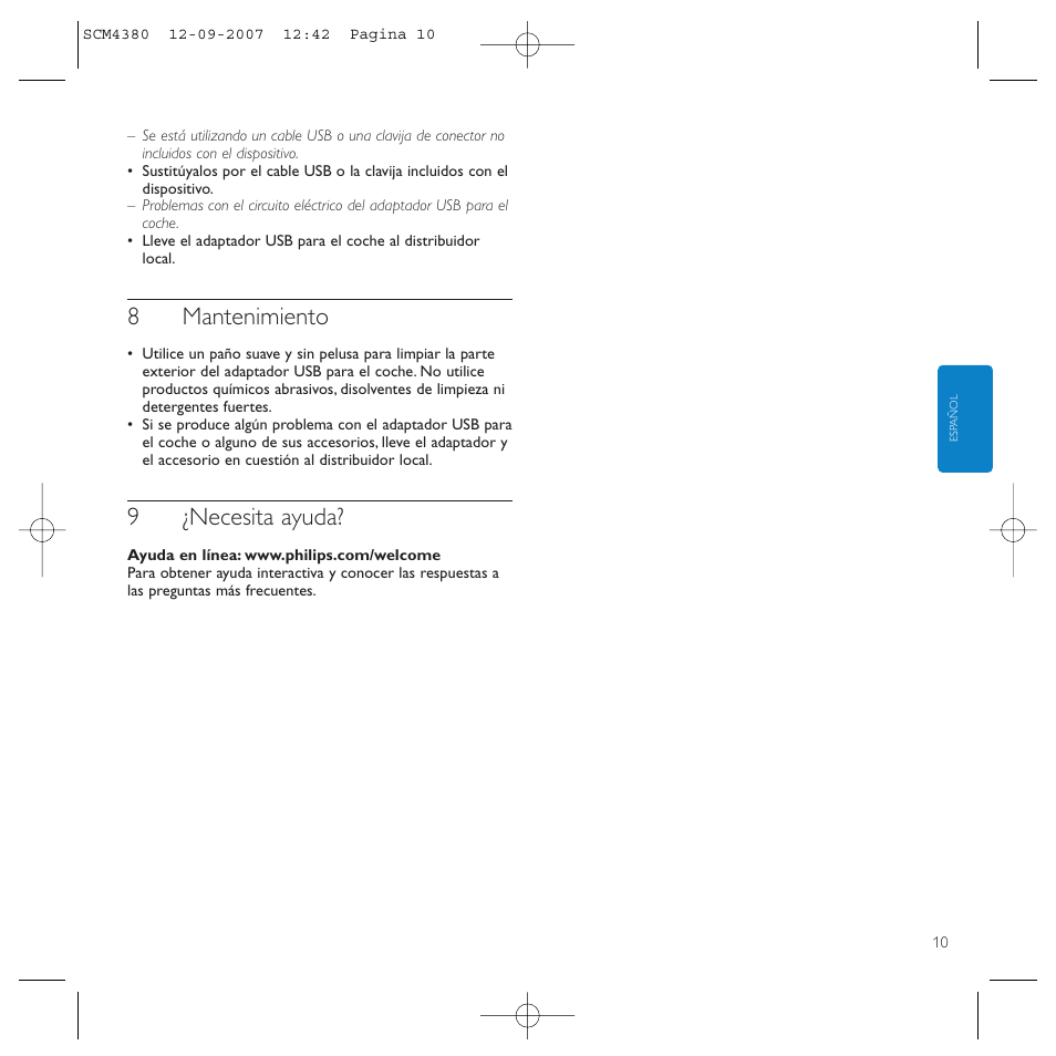 8mantenimiento, 9¿necesita ayuda | Philips Power2Charge User Manual | Page 10 / 49