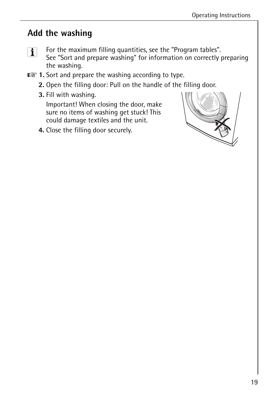 Add the washing | AEG LAVAMAT W 808 User Manual | Page 19 / 52