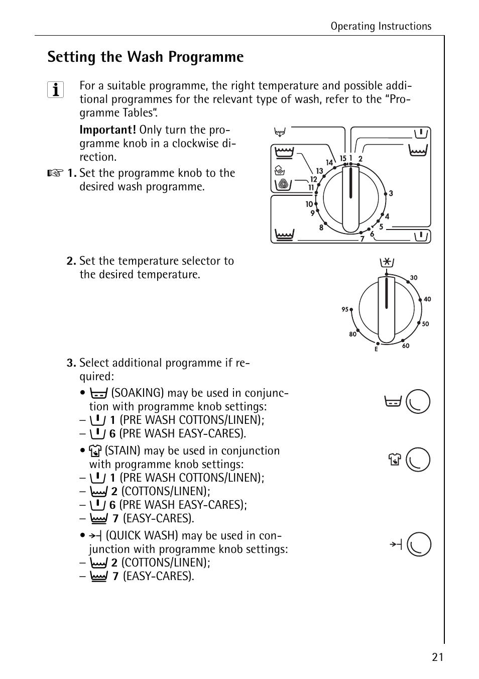 Setting the wash programme | AEG LAVAMAT W 808 User Manual | Page 21 / 52