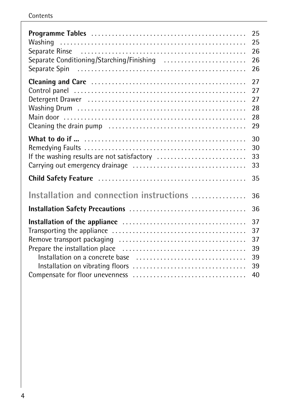 Installation and connection instructions | AEG LAVAMAT W 808 User Manual | Page 4 / 52